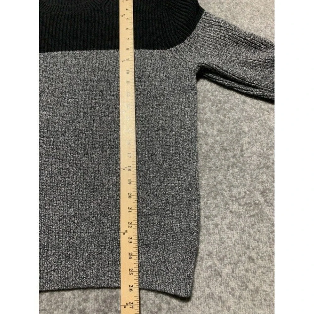 Banana Republic Sweater Mens Large Black Grey Colorblock Wool Blend Excellent